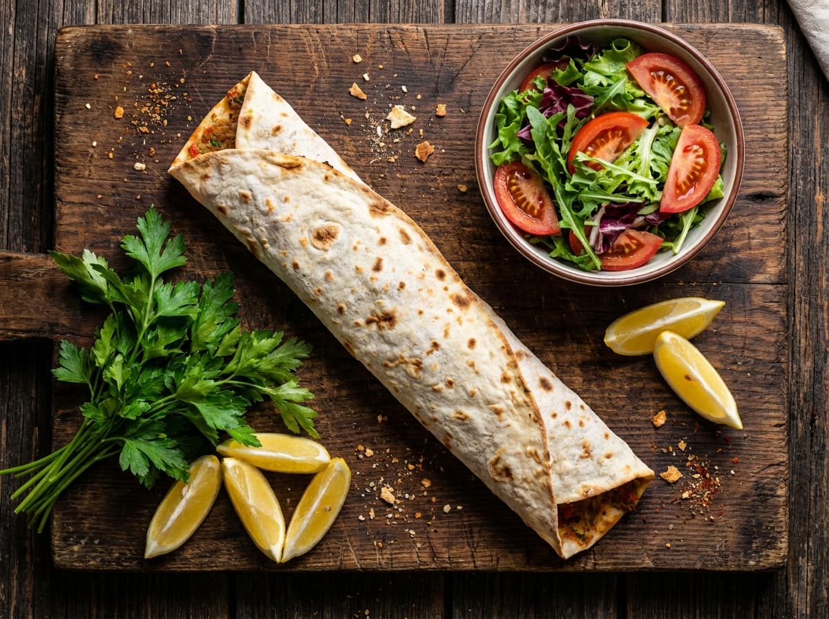 Lahmacun mit Salat
